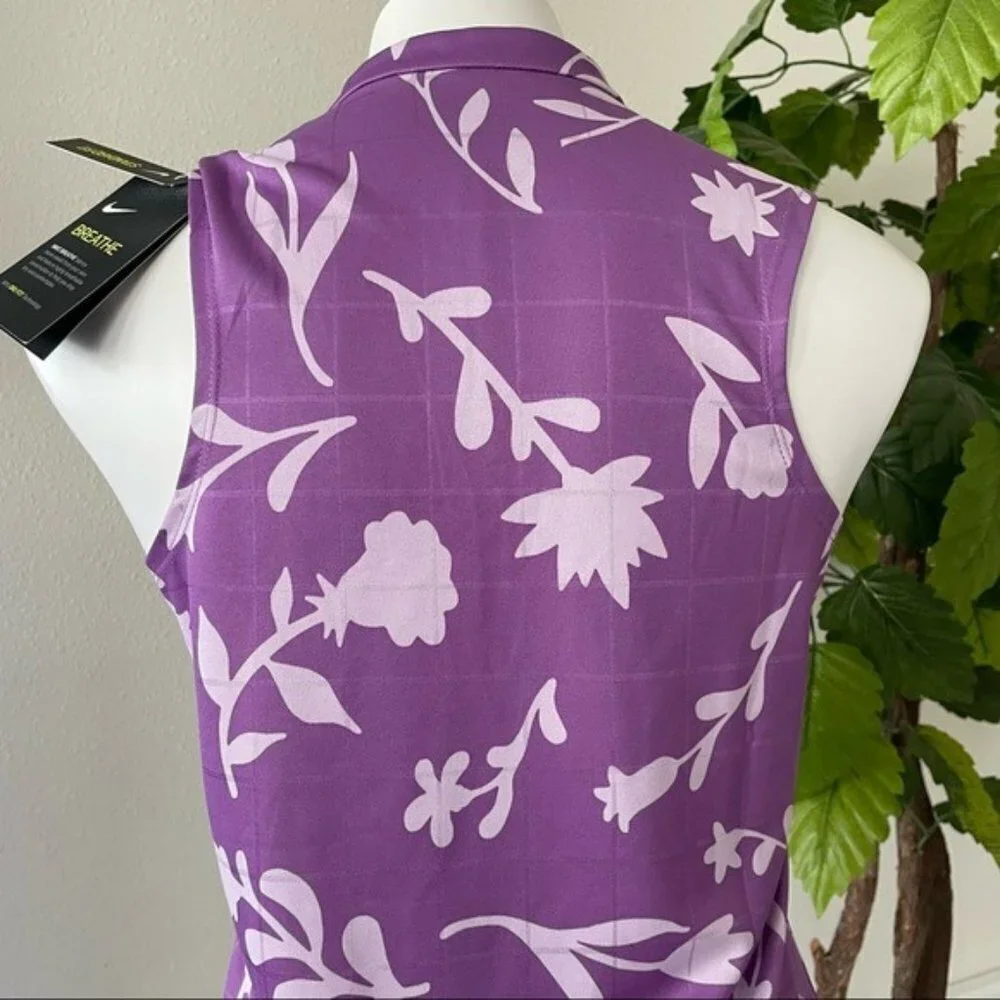Nike Women's Breathe Floral Printed Sleeveless Polo Size M